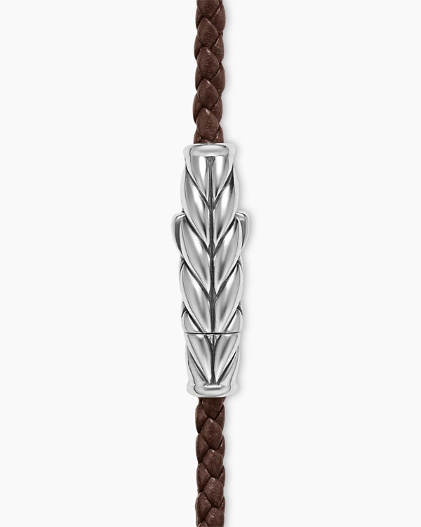 Bracelet trois tours Chevron en cuir avec argent sterling, 3 mm