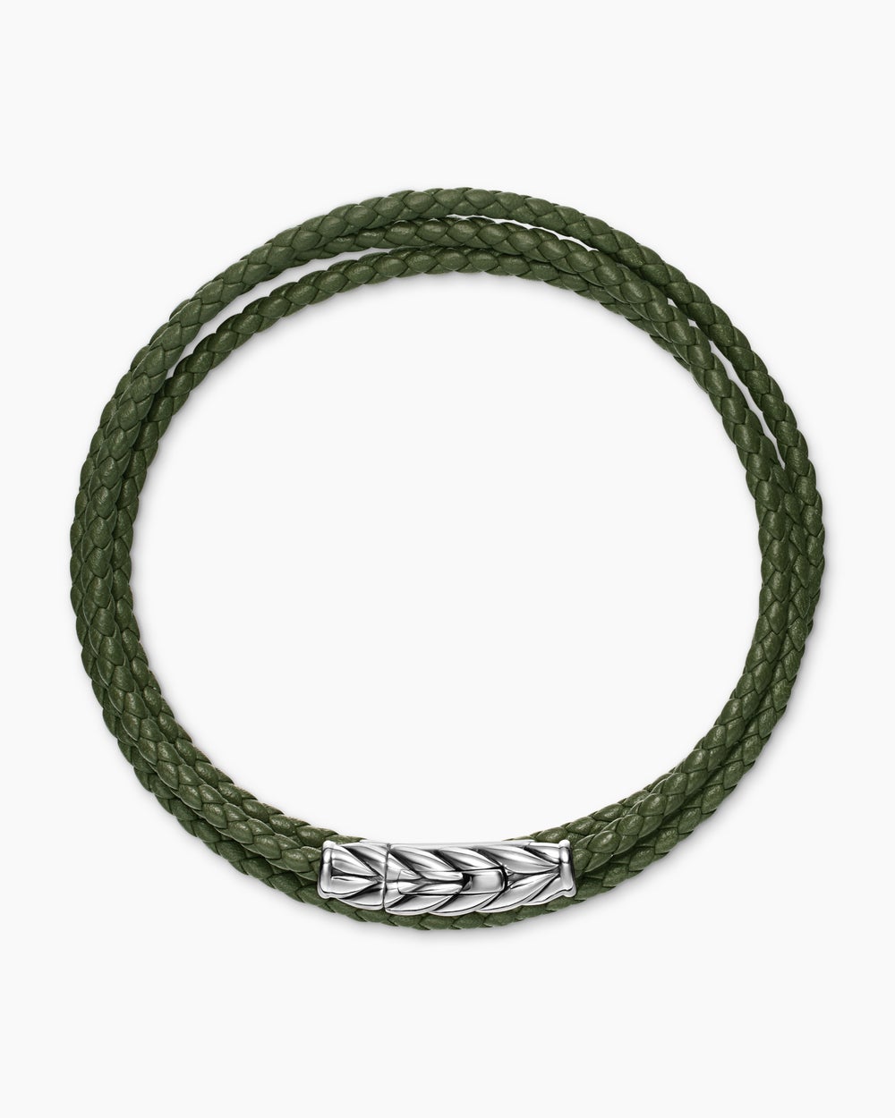 Bracelet trois tours Chevron en cuir avec argent sterling, 3 mm hommes
