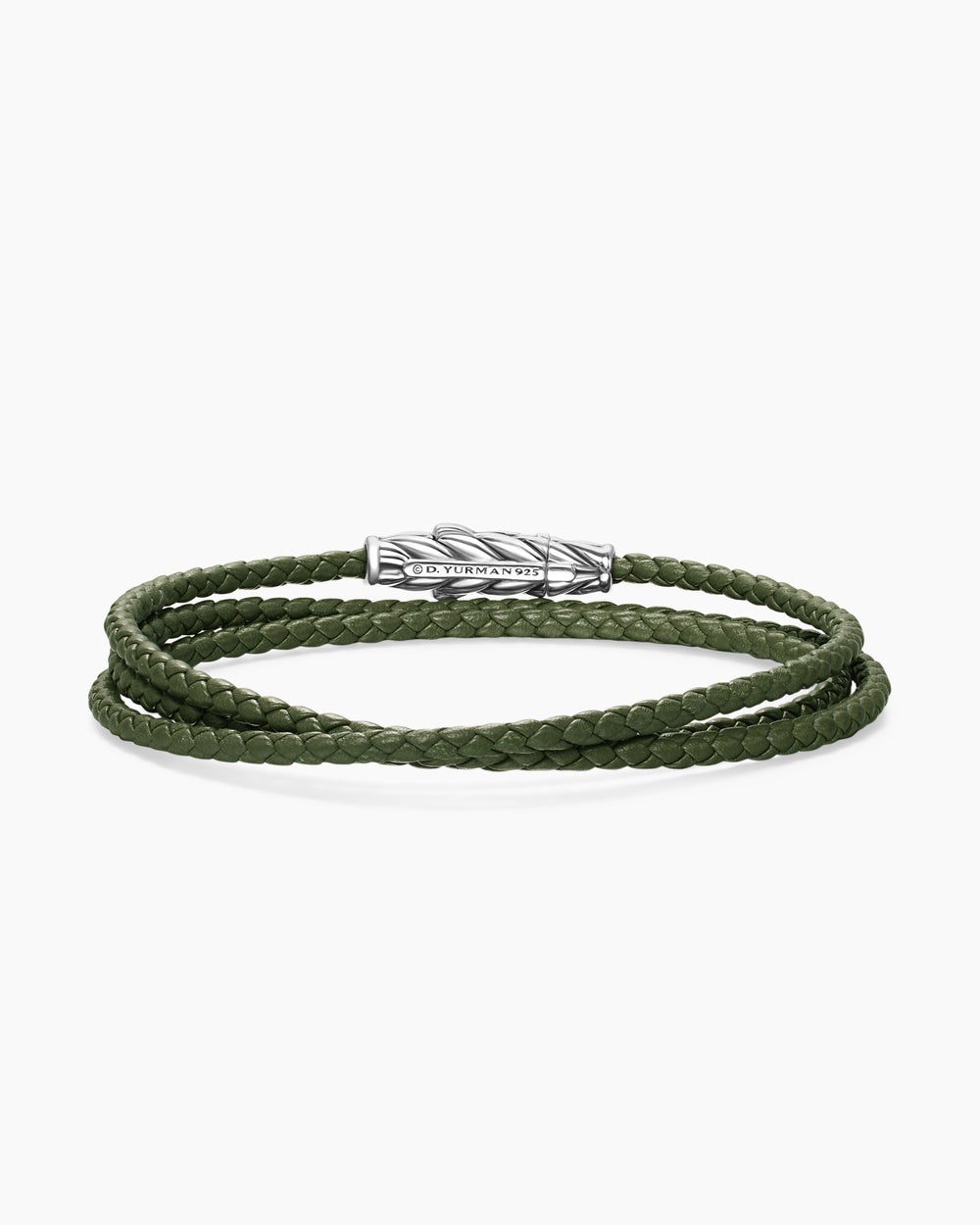 Bracelet trois tours Chevron en cuir avec argent sterling, 3 mm hommes