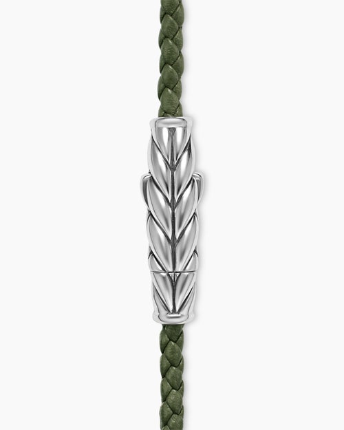 Mens Chevron Triple Wrap Leather Bracelet with Sterling Silver, 3mm