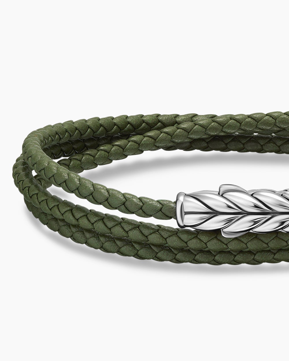 Bracelet trois tours Chevron en cuir avec argent sterling, 3 mm hommes