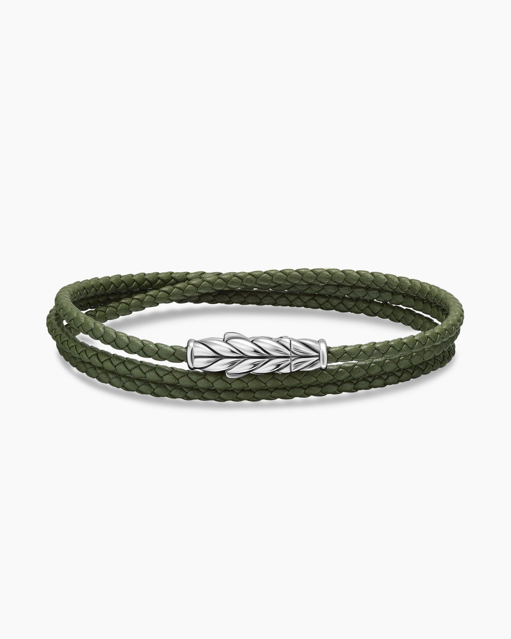 Bracelet trois tours Chevron en cuir avec argent sterling, 3 mm hommes