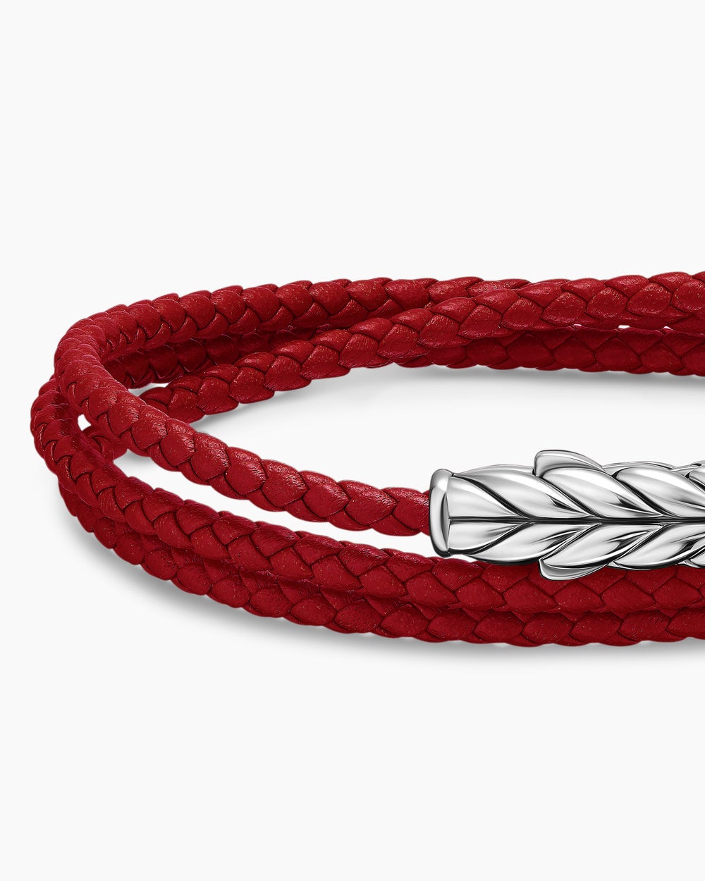 Mens Chevron Triple Wrap Leather Bracelet with Sterling Silver, 3mm
