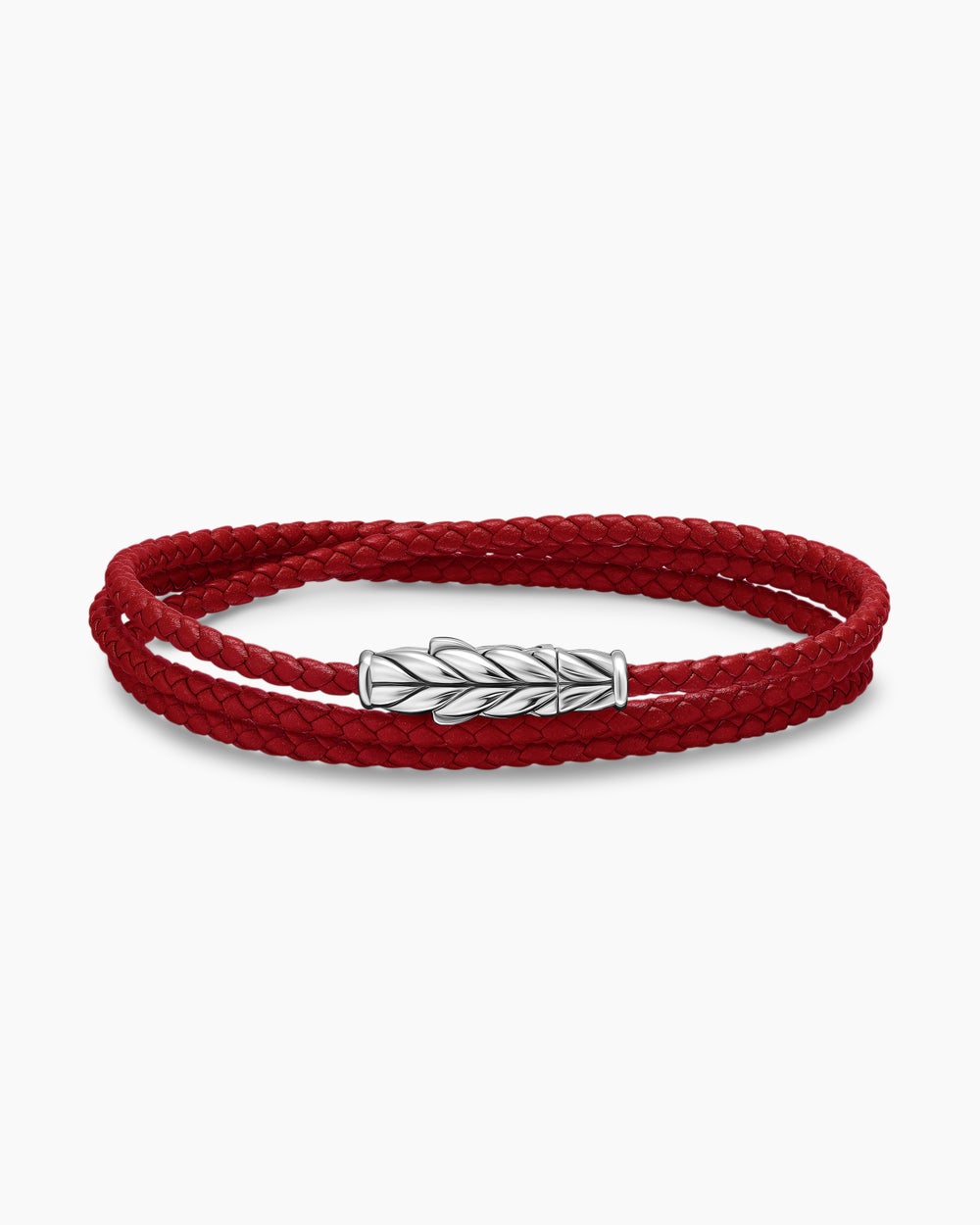 Mens Chevron Triple Wrap Leather Bracelet with Sterling Silver, 3mm