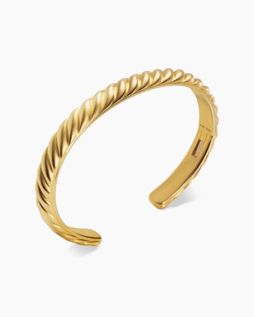 Sculpted Cable Cuff Bracelet in 18K Yellow Gold, 7mm