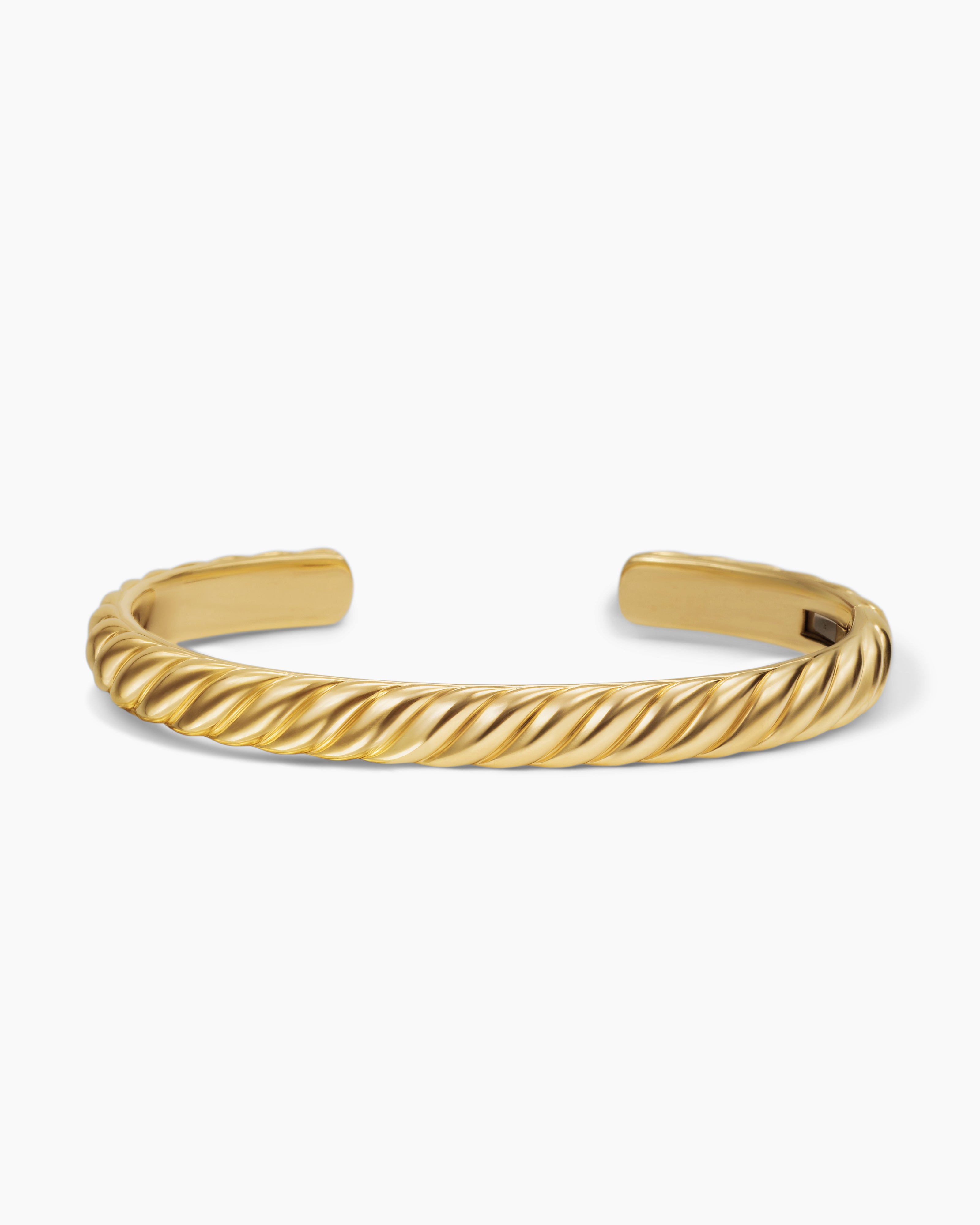 Sculpted Cable Cuff Bracelet in 18K Yellow Gold, 7mm | David Yurman