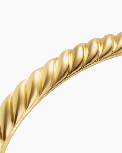 Mens Sculpted Cable Cuff Bracelet in 18ct Yellow Gold, 7mm