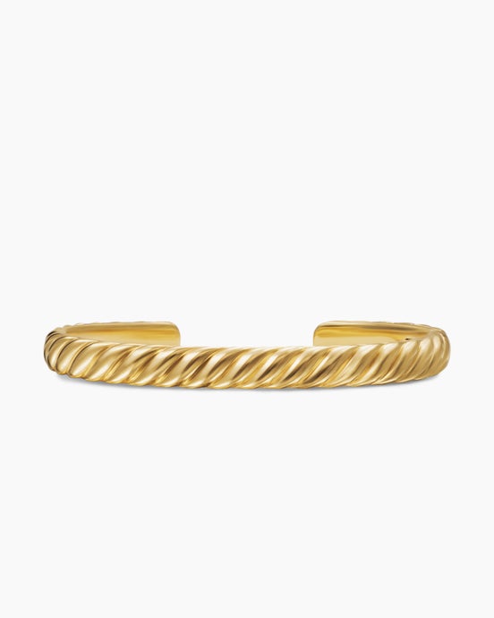 Sculpted Cable Cuff Bracelet in 18ct Yellow Gold, 7mm