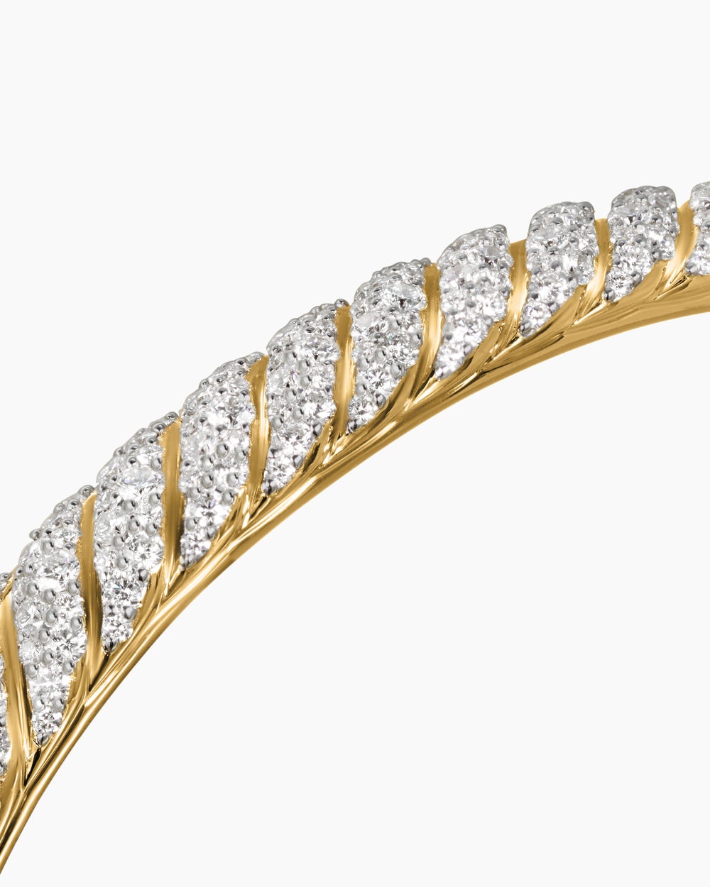 Mens Sculpted Cable Cuff Bracelet in 18K Yellow Gold, 7mm