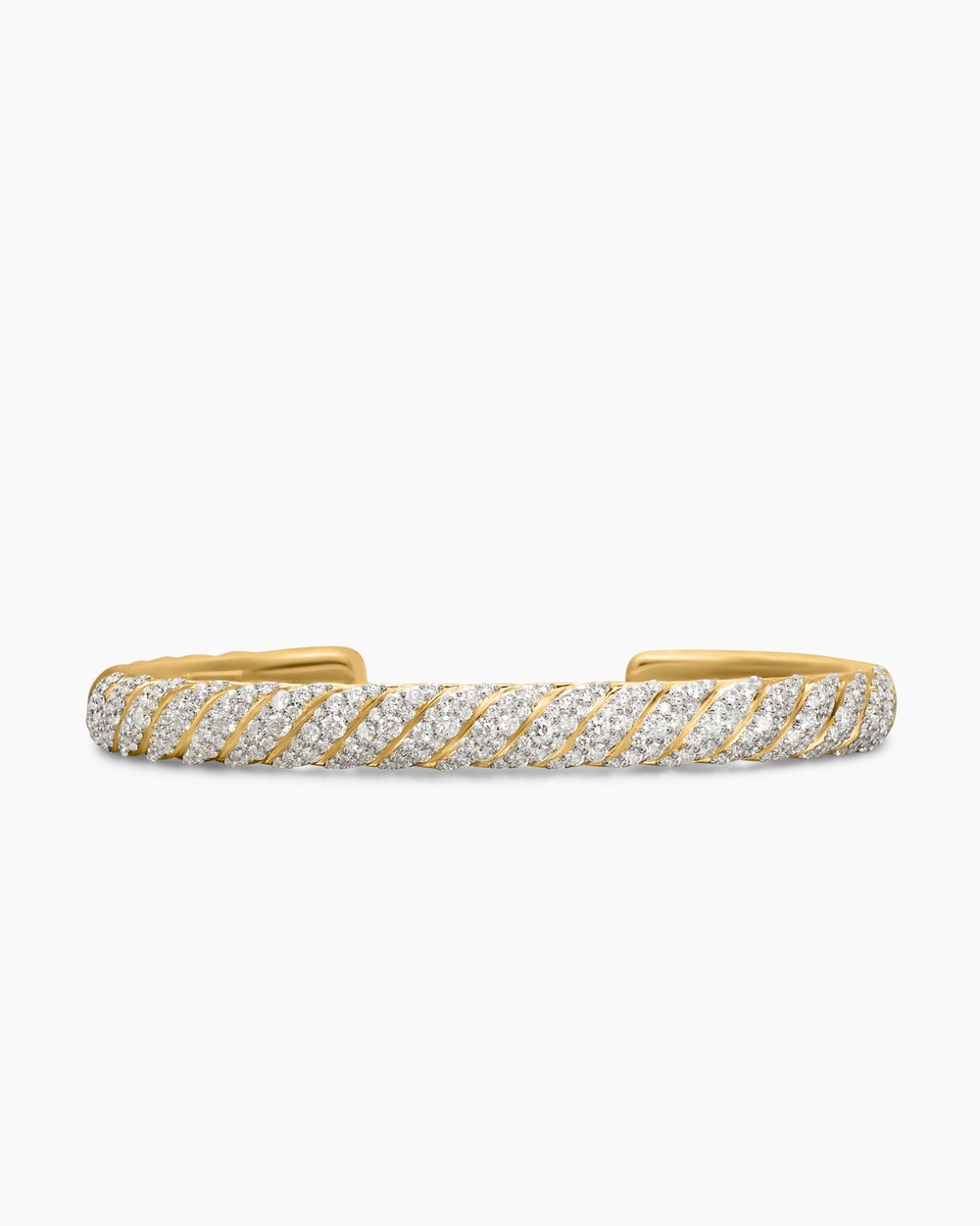 Mens Sculpted Cable Cuff Bracelet in 18K Yellow Gold, 7mm