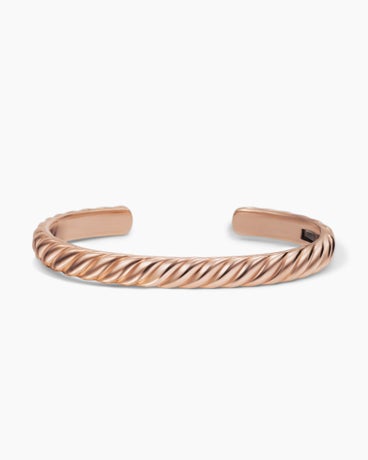 Sculpted Cable Cuff Bracelet in 18K Rose Gold, 7mm