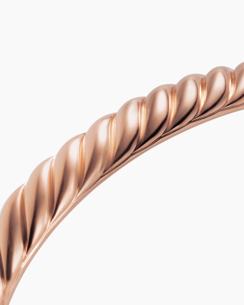 Mens Sculpted Cable Cuff Bracelet in 18K Rose Gold, 7mm