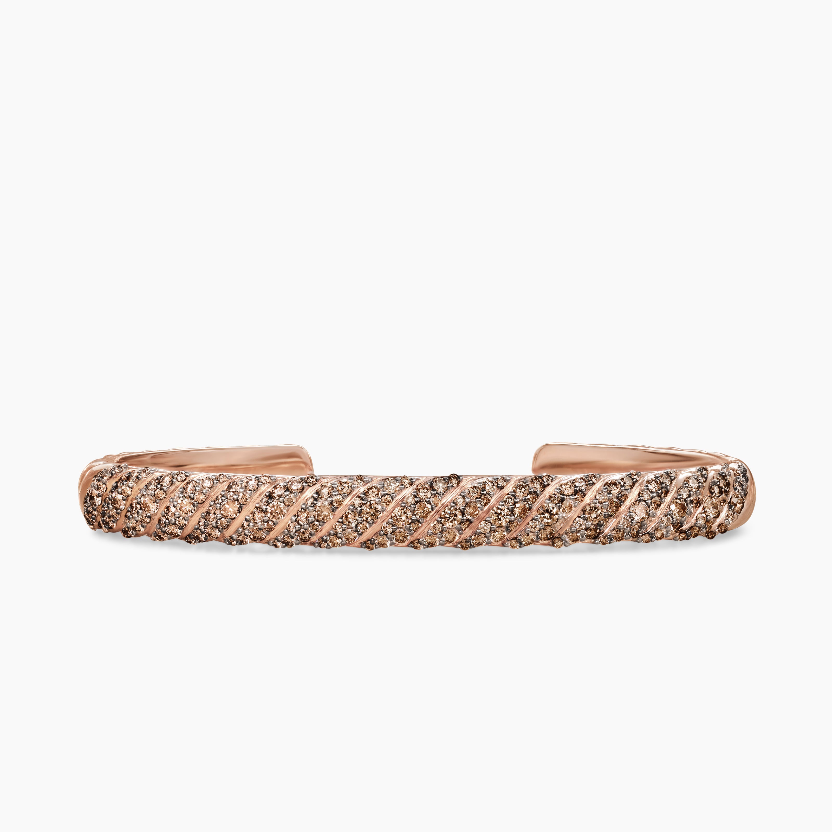 Mens Sculpted Cable Cuff Bracelet in 18K Rose Gold, 7mm