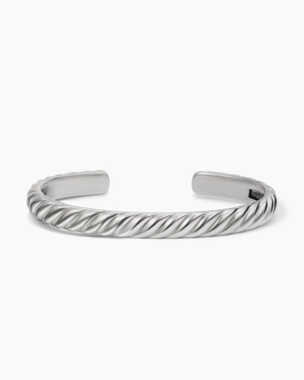 Sculpted Cable Cuff Bracelet in 18K White Gold, 7mm