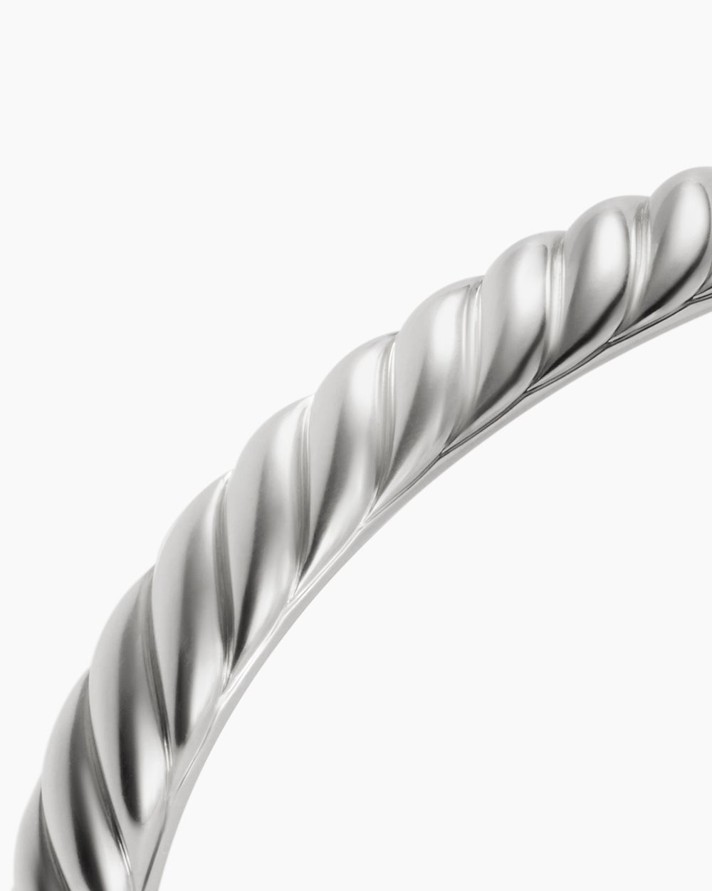 Mens Sculpted Cable Cuff Bracelet in 18K White Gold, 7mm