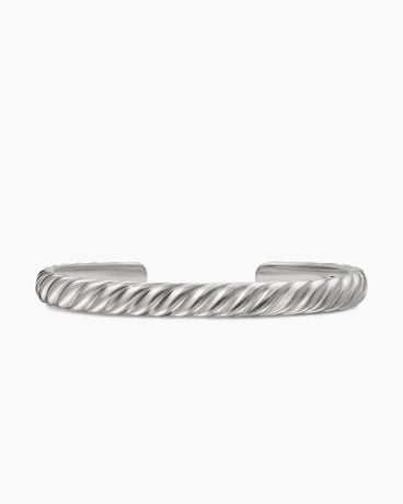Sculpted Cable Cuff Bracelet in 18K White Gold, 7mm