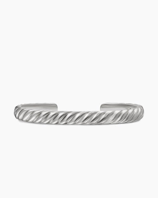Sculpted Cable Cuff Bracelet in 18K White Gold, 7mm