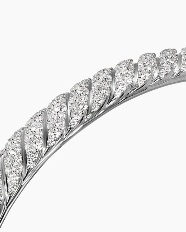 Sculpted Cable Cuff Bracelet in 18K White Gold, 7mm