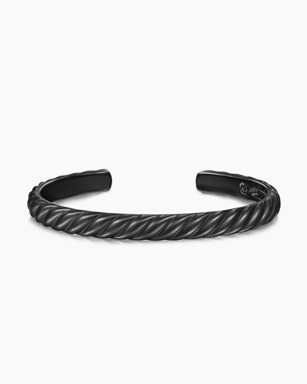 Sculpted Cable Cuff Bracelet in Black Titanium, 7mm