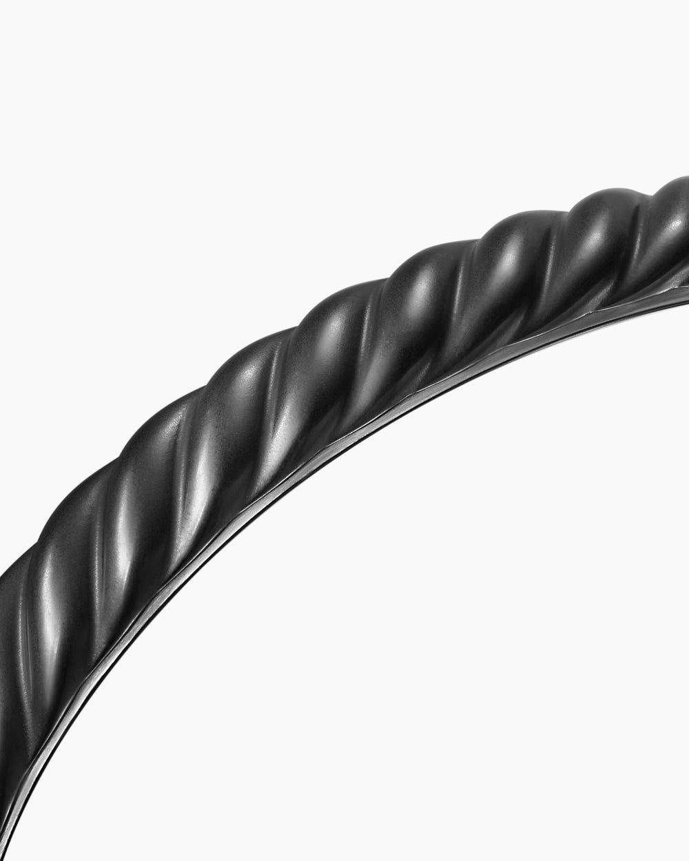 Bracelet manchette à câble sculpté en titane noir, 7 mm homme