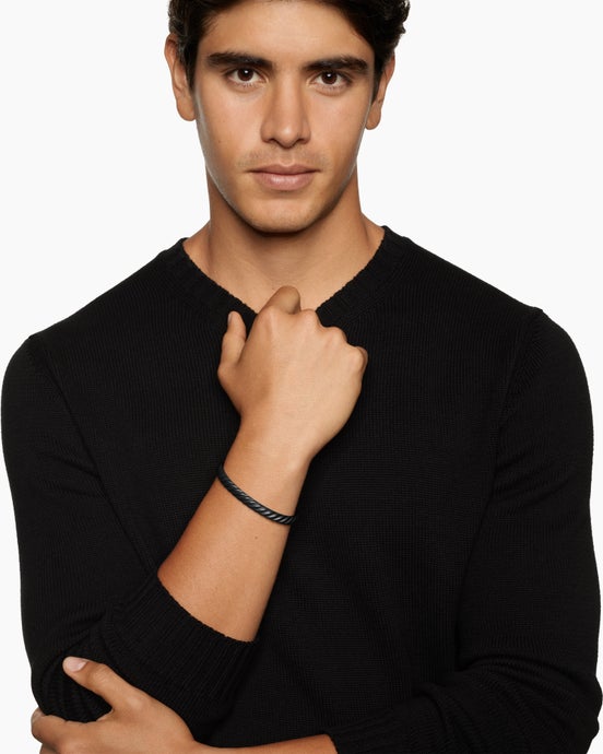 Sculpted Cable Cuff Bracelet in Black Titanium, 7mm