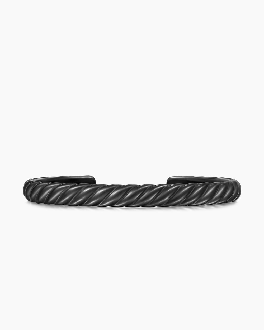 Bracelet manchette à câble sculpté en titane noir, 7 mm homme