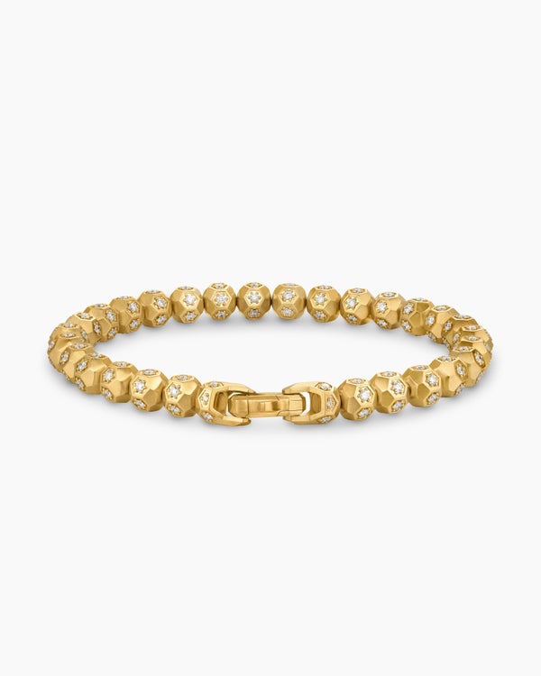Spiritual Beads Faceted Bracelet in 18K Yellow Gold with Pavé Diamonds, 6mm