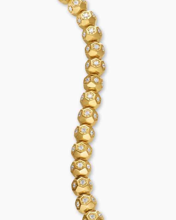 Spiritual Beads Faceted Bracelet in 18K Yellow Gold with Pavé Diamonds, 6mm