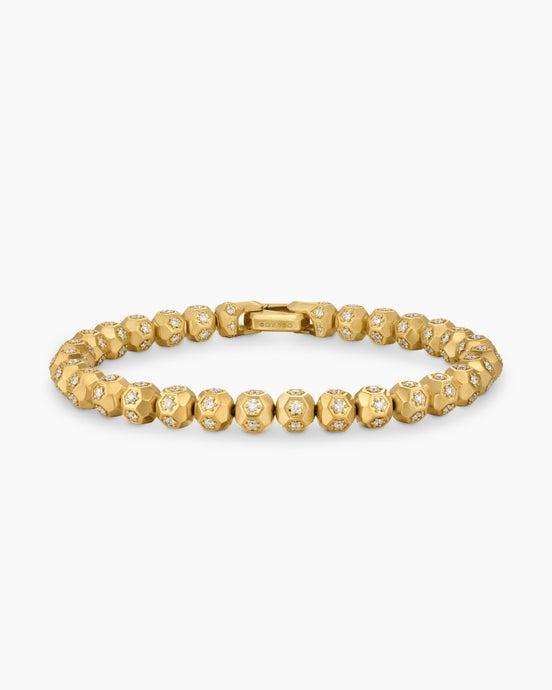 Spiritual Beads Faceted Bracelet in 18K Yellow Gold with Pavé, 6mm