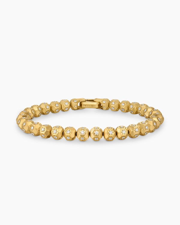 Spiritual Beads Faceted Bracelet in 18K Yellow Gold with Pavé Diamonds, 6mm