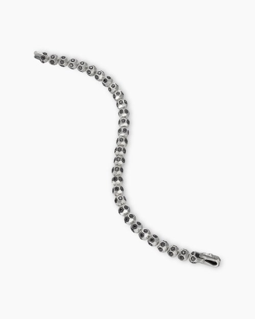 Mens Spiritual Beads Faceted Bracelet in Sterling Silver with Pavé, 6mm