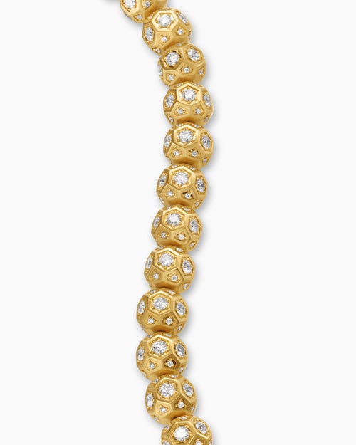 Mens Spiritual Beads Faceted Bracelet in 18K Yellow Gold with Pavé Diamonds, 8mm