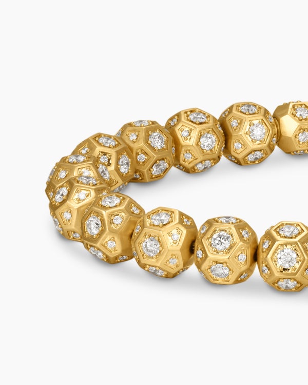 Bracelet Spiritual Beads facetté en or jaune 18 carats avec pavé, 8 mm