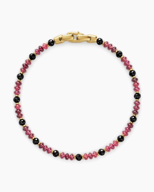 Bracelet Spiritual Beads en or jaune 18 carats avec spinelle rouge et diamants noirs, 4 mm homme