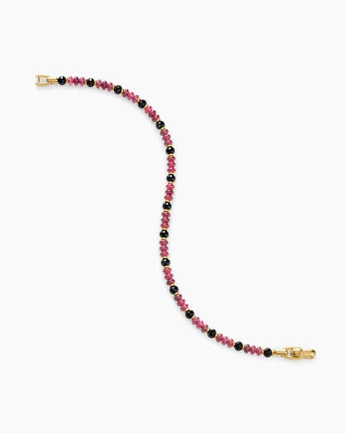 Bracelet Spiritual Beads en or jaune 18 carats avec spinelle rouge et diamants noirs, 4 mm homme