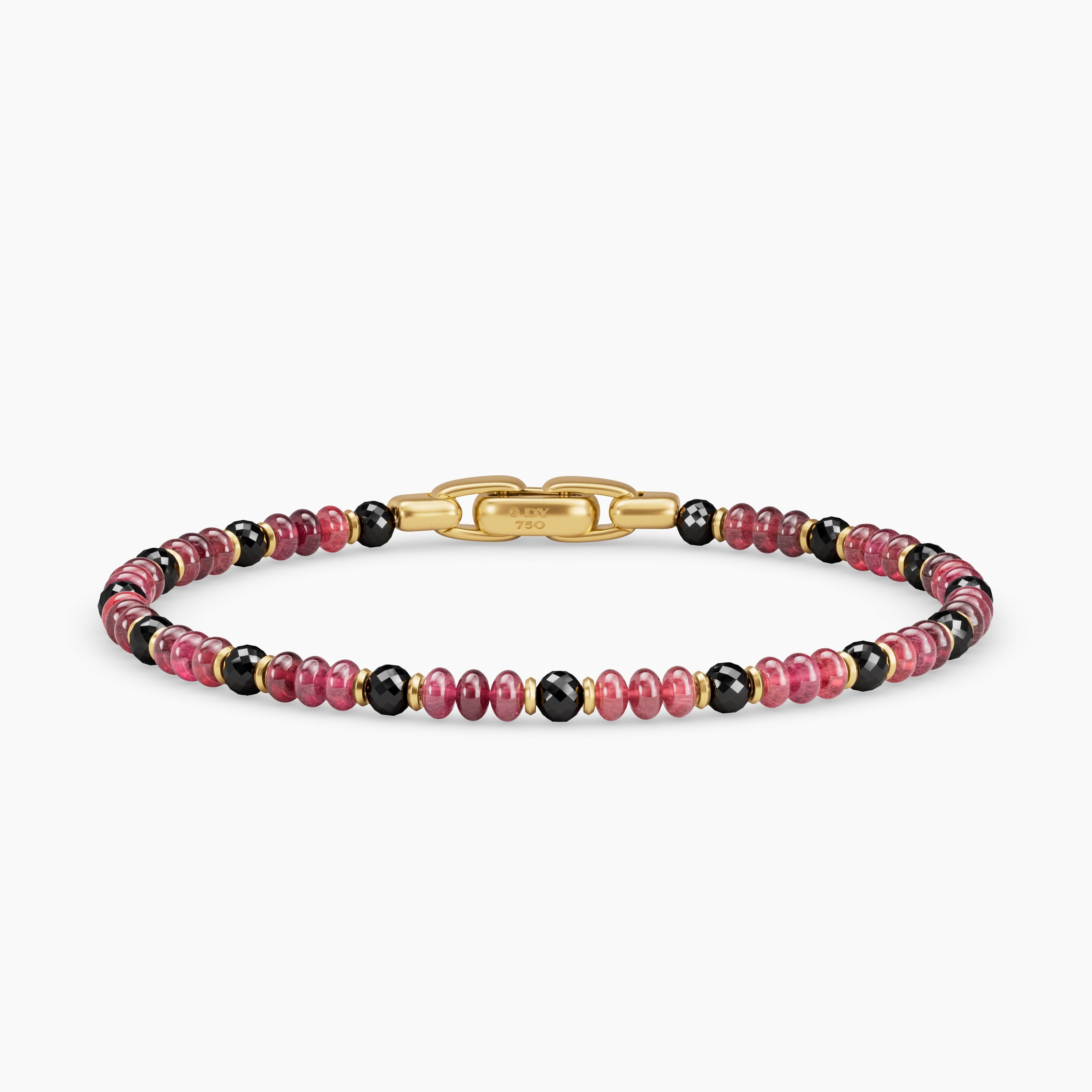 Bracelet Spiritual Beads en or jaune 18 carats avec spinelle rouge et diamants noirs, 4 mm homme 