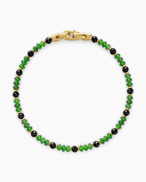 Bracelet Spiritual Beads en or jaune 18 carats avec tsavorites et diamants noirs, 4 mm homme