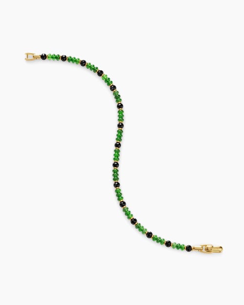 Bracelet Spiritual Beads en or jaune 18 carats avec tsavorites et diamants noirs, 4 mm homme