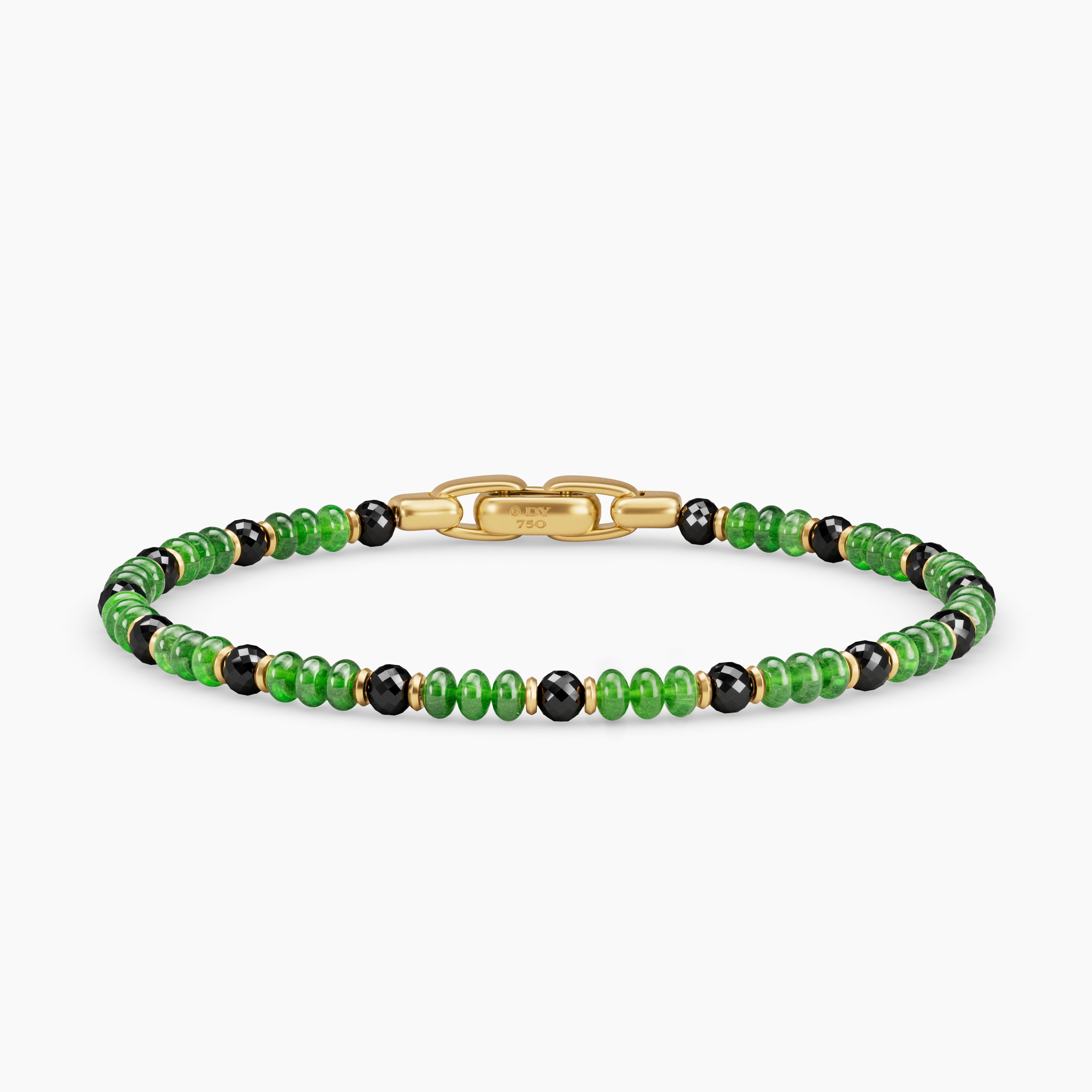 Bracelet Spiritual Beads en or jaune 18 carats avec tsavorites et diamants noirs, 4 mm homme 