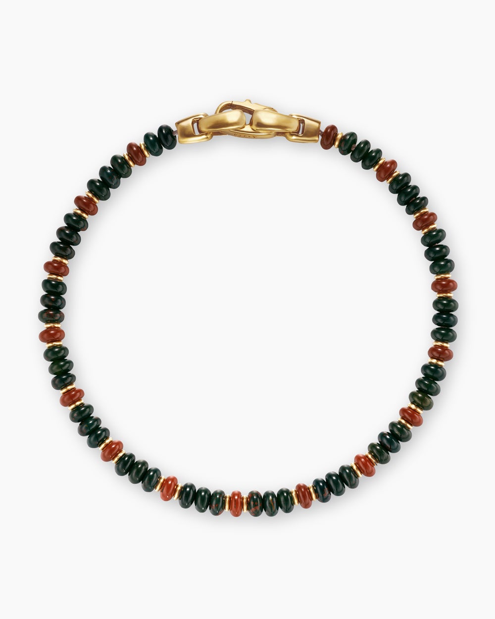 Mens Spiritual Beads Bracelet in 18K Yellow Gold with Bloodstone and Red Jasper, 4mm