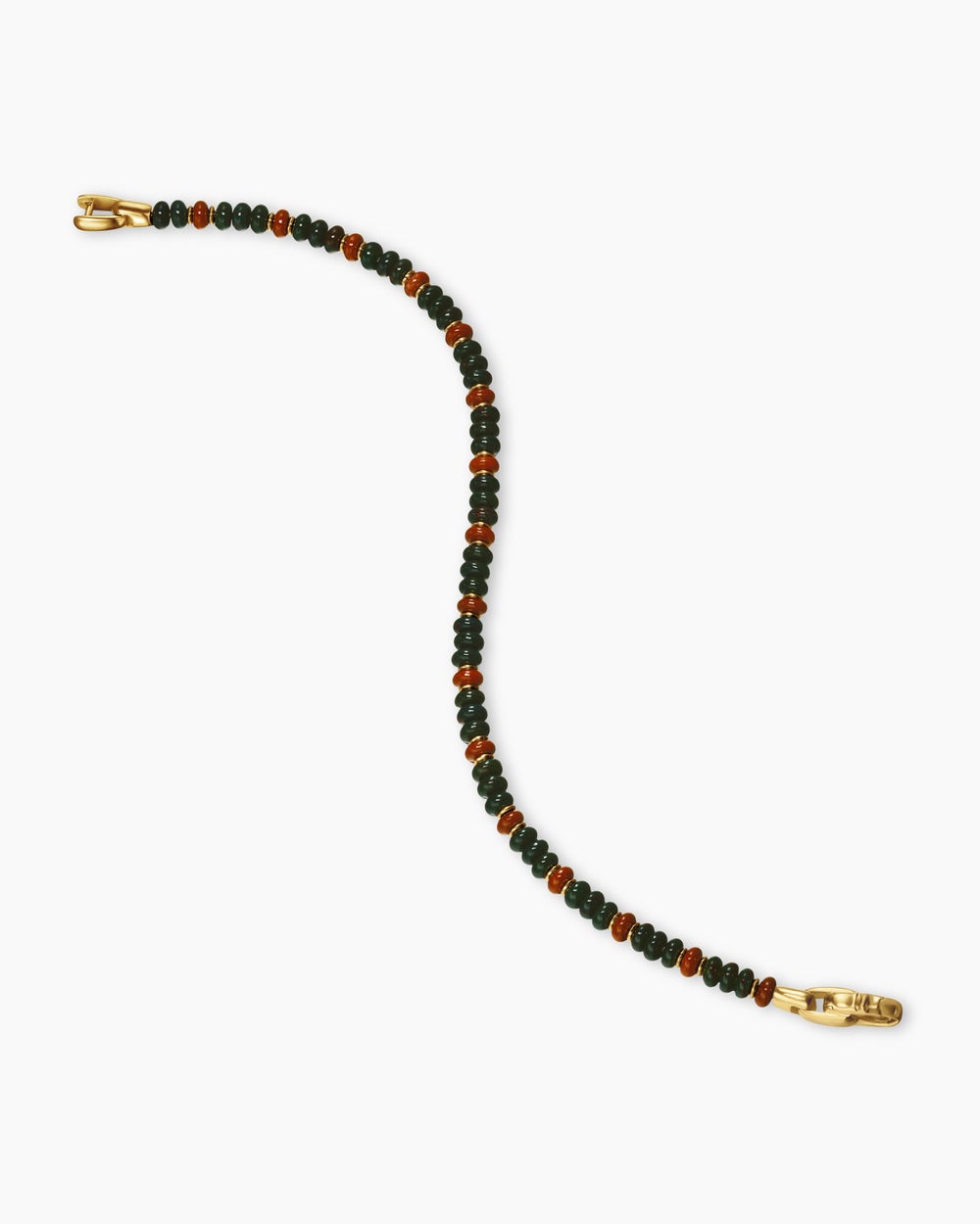Mens Spiritual Beads Bracelet in 18K Yellow Gold with Bloodstone and Red Jasper, 4mm