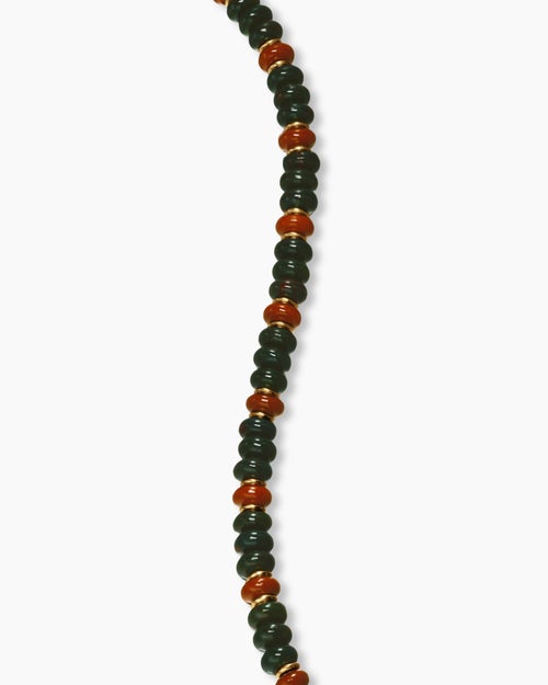 Mens Spiritual Beads Bracelet in 18K Yellow Gold with Bloodstone and Red Jasper, 4mm