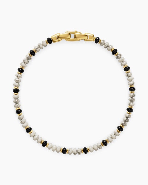 Mens Spiritual Beads Bracelet in 18K Yellow Gold, 4mm