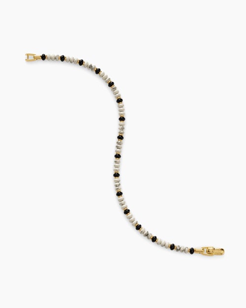 Mens Spiritual Beads Bracelet in 18K Yellow Gold, 4mm