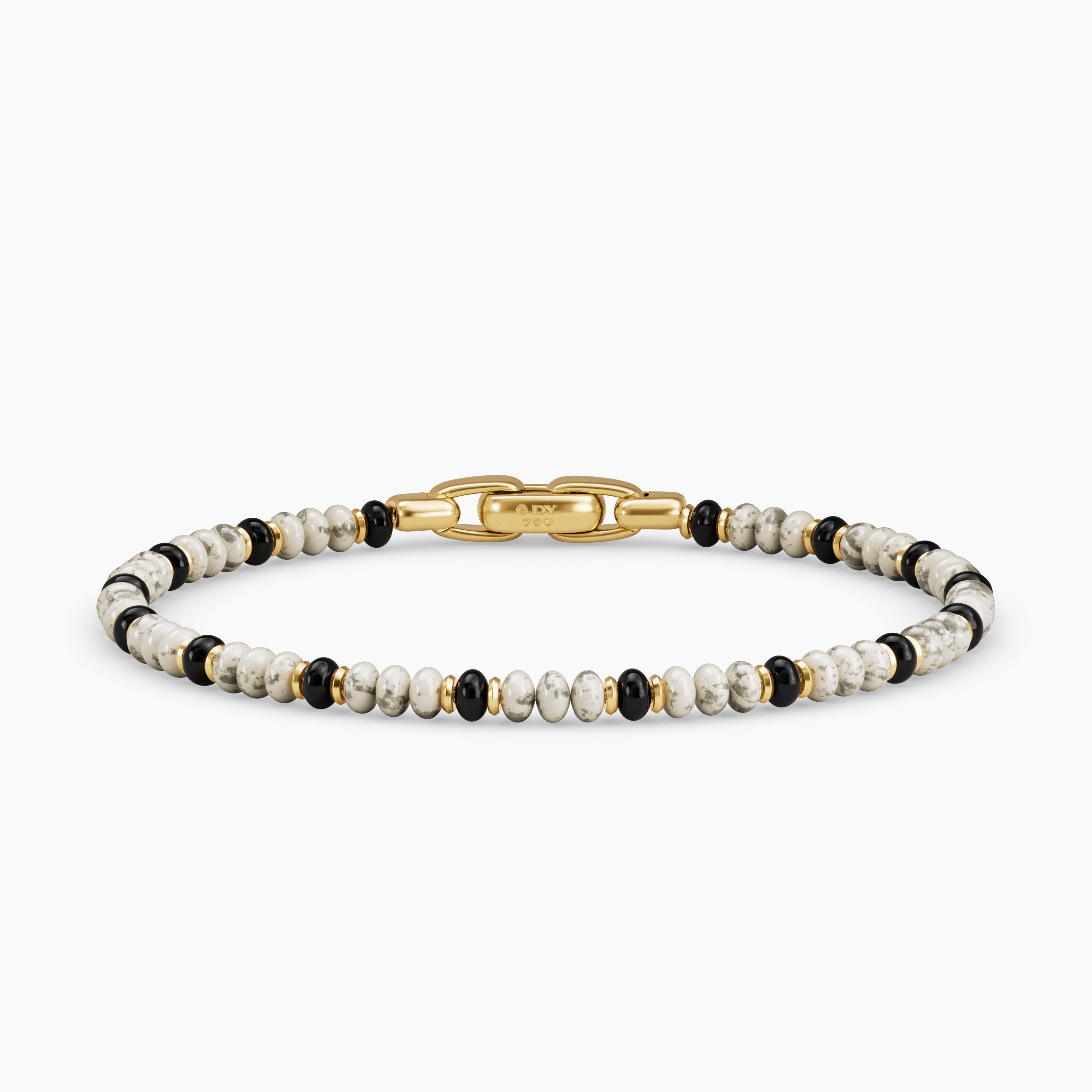 Mens Spiritual Beads Bracelet in 18K Yellow Gold, 4mm