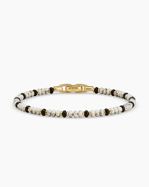 Mens Spiritual Beads Bracelet in 18K Yellow Gold, 4mm
