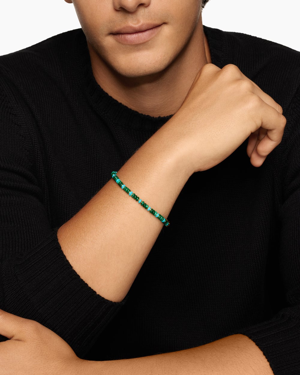 Mens Spiritual Beads Bracelet in 18K Yellow Gold, 4mm