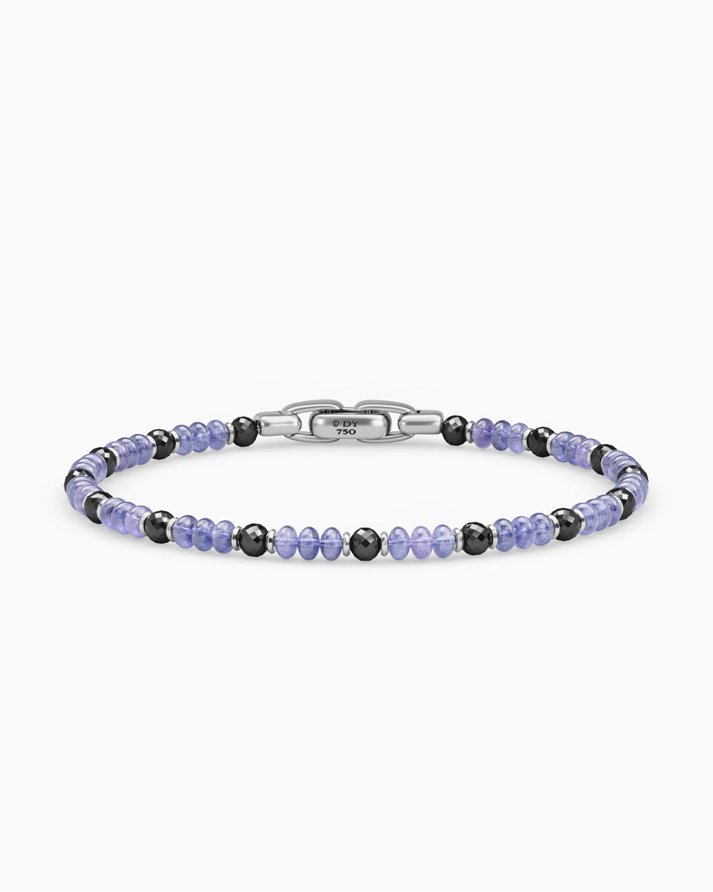 Mens Spiritual Beads Bracelet in 18K White Gold, 4mm