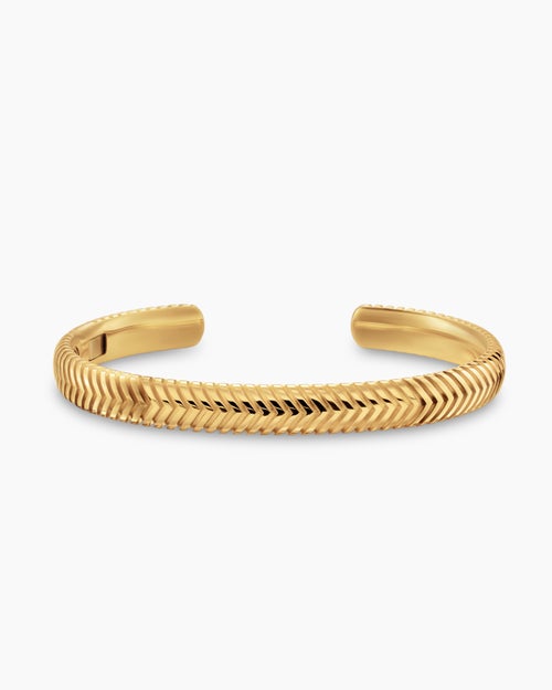 Mens Chevron Cuff Bracelet in 18K Yellow Gold, 8mm