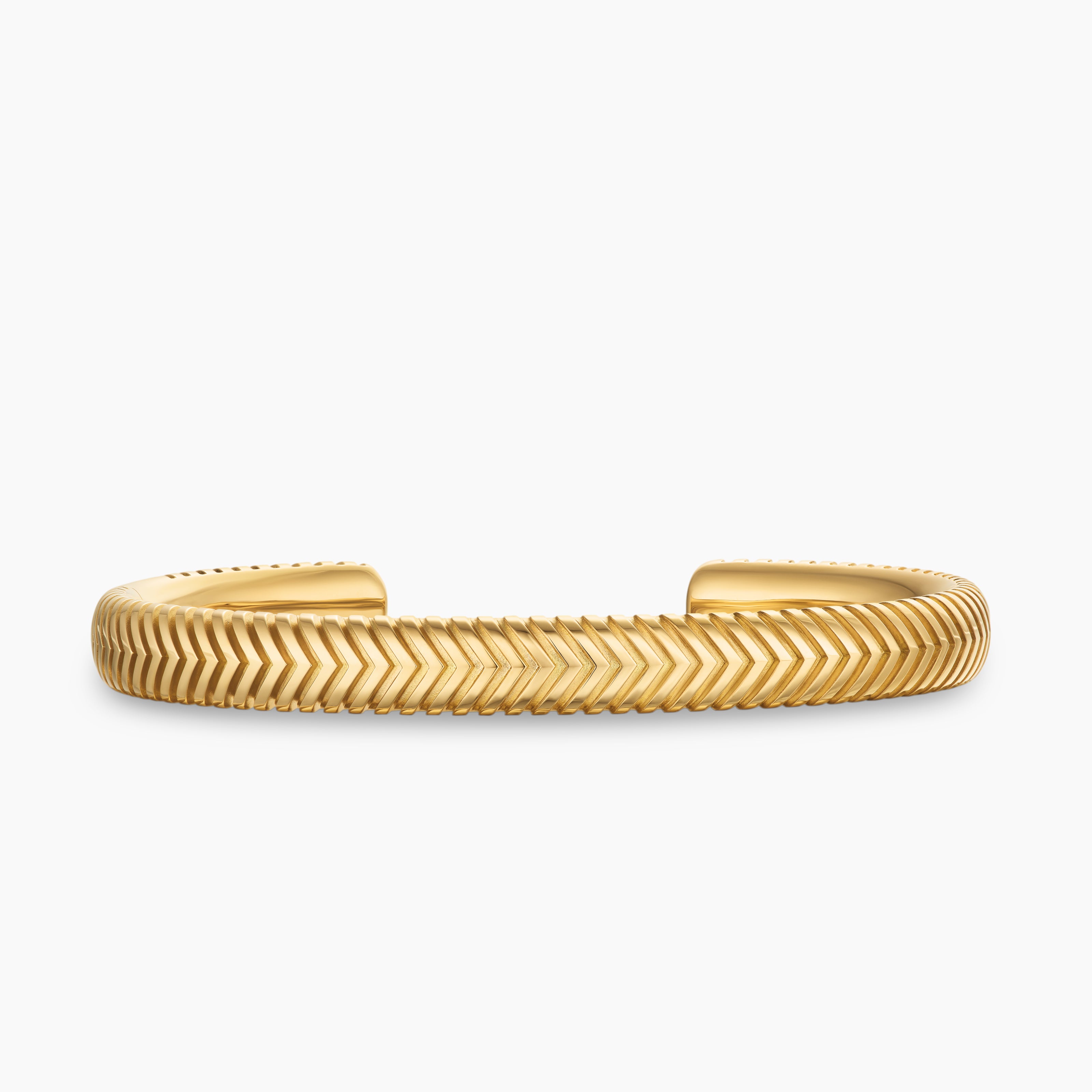 Mens Chevron Cuff Bracelet in 18K Yellow Gold, 8mm